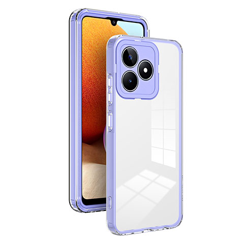 Realme C53 India用ハイブリットバンパーケース クリア透明 プラスチック 鏡面 カバー H01P Realme パープル