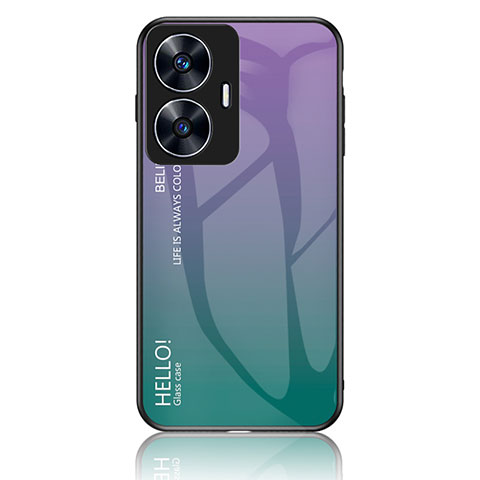 Realme C55用ハイブリットバンパーケース プラスチック 鏡面 虹 グラデーション 勾配色 カバー LS1 Realme マルチカラー