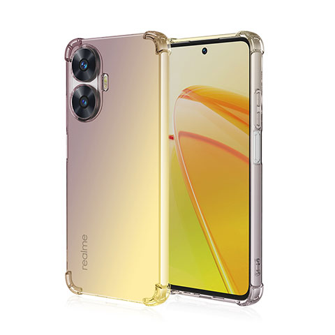 Realme C55用極薄ソフトケース グラデーション 勾配色 クリア透明 Realme イエロー