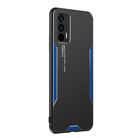 Realme GT Neo 2T 5G用ケース 高級感 手触り良い アルミメタル 製の金属製 兼シリコン カバー PB2 Realme ネイビー