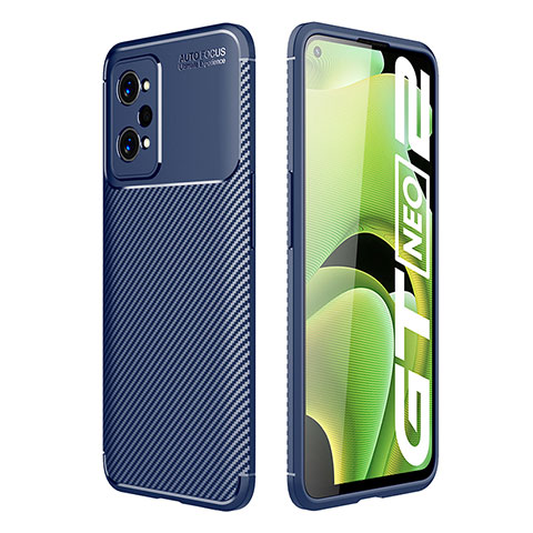 Realme GT Neo 3T 5G用シリコンケース ソフトタッチラバー ツイル カバー S01 Realme ネイビー