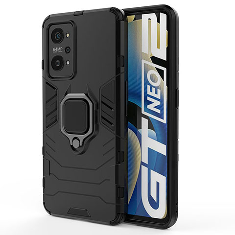 Realme GT Neo 3T 5G用ハイブリットバンパーケース プラスチック アンド指輪 マグネット式 KC1 Realme ブラック