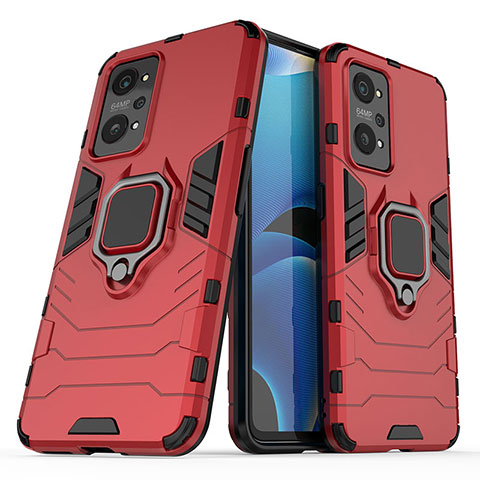 Realme GT Neo 3T 5G用ハイブリットバンパーケース プラスチック アンド指輪 マグネット式 Realme レッド