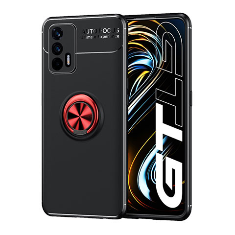 Realme GT Neo 5G用極薄ソフトケース シリコンケース 耐衝撃 全面保護 アンド指輪 マグネット式 バンパー SD2 Realme レッド・ブラック