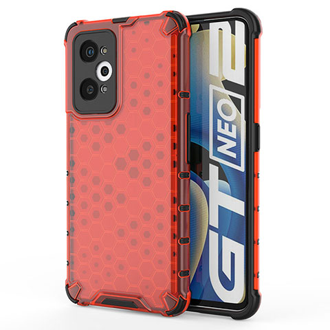 Realme GT Neo2 5G用360度 フルカバー ハイブリットバンパーケース クリア透明 プラスチック カバー AM3 Realme レッド