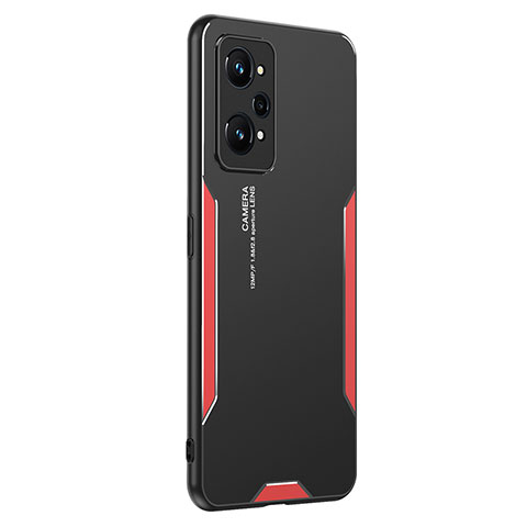 Realme GT Neo2 5G用ケース 高級感 手触り良い アルミメタル 製の金属製 兼シリコン カバー PB2 Realme レッド