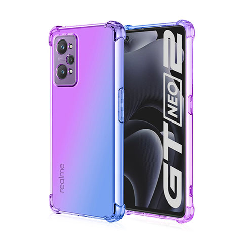 Realme GT Neo2 5G用極薄ソフトケース グラデーション 勾配色 クリア透明 Realme ラベンダー