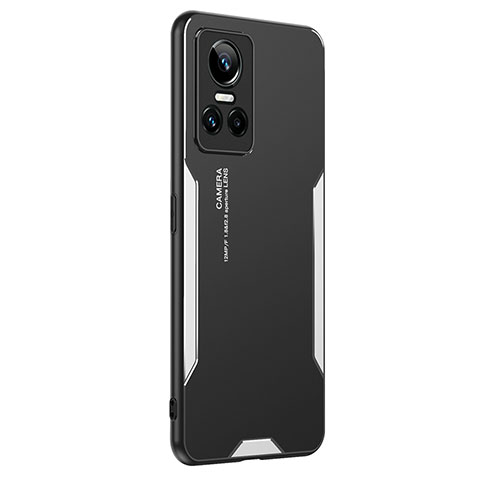 Realme GT Neo3 5G用ケース 高級感 手触り良い アルミメタル 製の金属製 兼シリコン カバー PB2 Realme シルバー