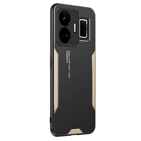 Realme GT Neo5 240W 5G用ケース 高級感 手触り良い アルミメタル 製の金属製 兼シリコン カバー PB2 Realme ゴールド