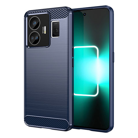 Realme GT Neo5 5G用シリコンケース ソフトタッチラバー ライン カバー Realme ネイビー