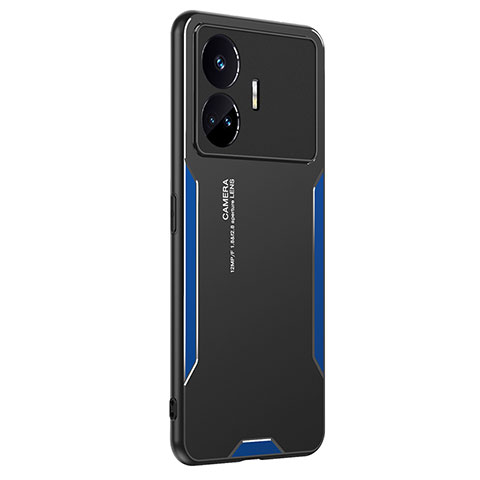 Realme GT Neo5 SE 5G用ケース 高級感 手触り良い アルミメタル 製の金属製 兼シリコン カバー PB2 Realme ネイビー