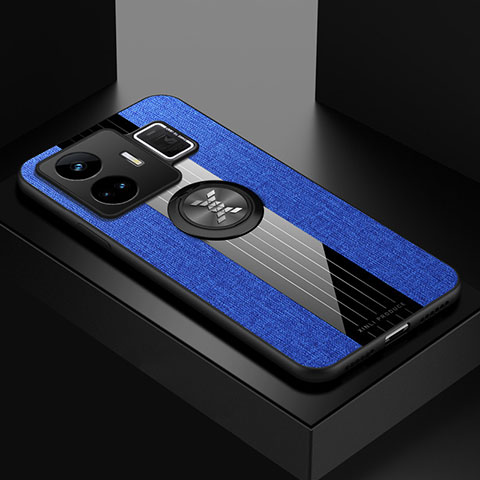 Realme GT Neo6 5G用極薄ソフトケース シリコンケース 耐衝撃 全面保護 アンド指輪 マグネット式 バンパー X01L Realme ネイビー