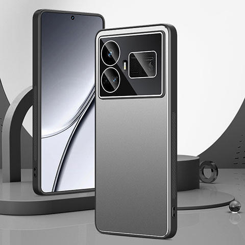 Realme GT Neo6 5G用ケース 高級感 手触り良い アルミメタル 製の金属製 兼シリコン カバー Realme シルバー