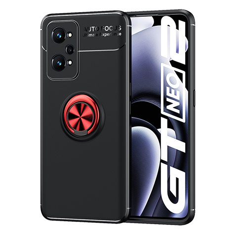 Realme GT2 5G用極薄ソフトケース シリコンケース 耐衝撃 全面保護 アンド指輪 マグネット式 バンパー SD2 Realme レッド・ブラック