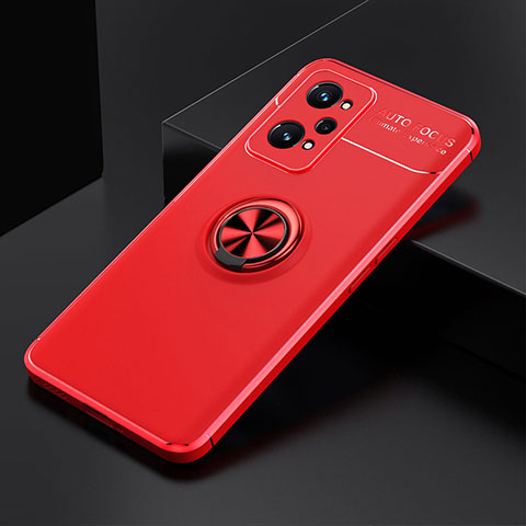 Realme GT2 5G用極薄ソフトケース シリコンケース 耐衝撃 全面保護 アンド指輪 マグネット式 バンパー SD1 Realme レッド