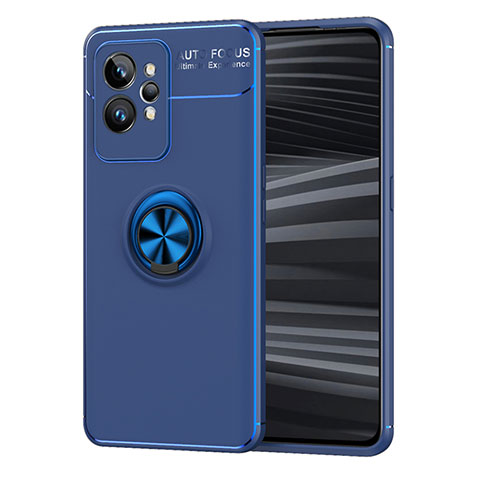 Realme GT2 Pro 5G用極薄ソフトケース シリコンケース 耐衝撃 全面保護 アンド指輪 マグネット式 バンパー SD2 Realme ネイビー