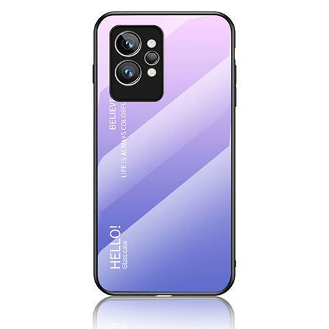 Realme GT2 Pro 5G用ハイブリットバンパーケース プラスチック 鏡面 虹 グラデーション 勾配色 カバー LS1 Realme ラベンダー