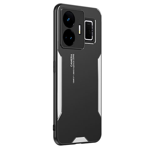 Realme GT3 5G用ケース 高級感 手触り良い アルミメタル 製の金属製 兼シリコン カバー PB2 Realme シルバー