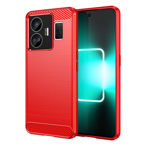 Realme GT3 5G用シリコンケース ソフトタッチラバー ライン カバー Realme レッド