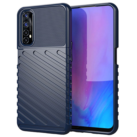 Realme Narzo 30 4G用シリコンケース ソフトタッチラバー ツイル カバー Realme ネイビー