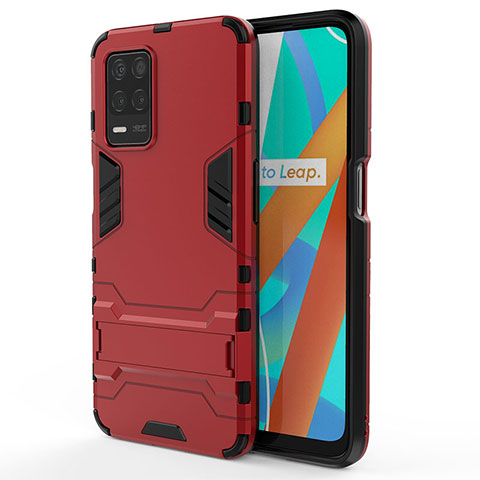 Realme Narzo 30 5G用ハイブリットバンパーケース スタンド プラスチック 兼シリコーン カバー KC1 Realme レッド