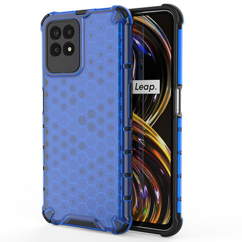 Realme Narzo 50 4G用360度 フルカバー ハイブリットバンパーケース クリア透明 プラスチック カバー AM3 Realme ネイビー