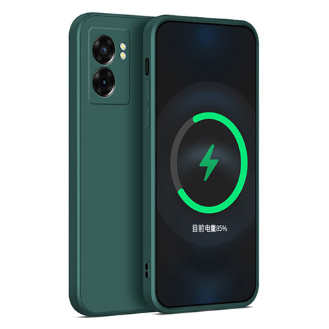 Realme Narzo 50 5G用360度 フルカバー極薄ソフトケース シリコンケース 耐衝撃 全面保護 バンパー Realme モスグリー