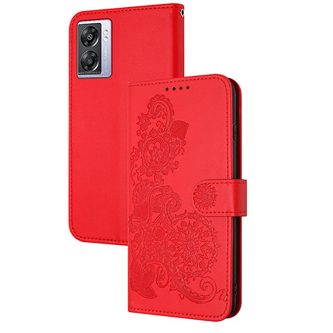 Realme Narzo 50 5G用手帳型 レザーケース スタンド 花 カバー Y01X Realme レッド