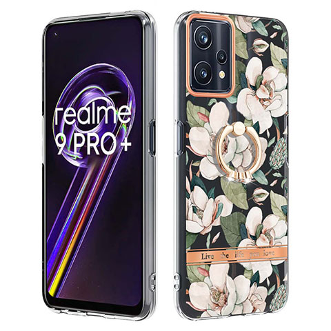 Realme Narzo 50 Pro 5G用シリコンケース ソフトタッチラバー バタフライ パターン カバー アンド指輪 Y06B Realme ホワイト