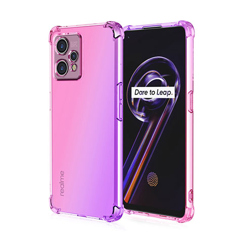 Realme Narzo 50 Pro 5G用極薄ソフトケース グラデーション 勾配色 クリア透明 Realme ローズレッド