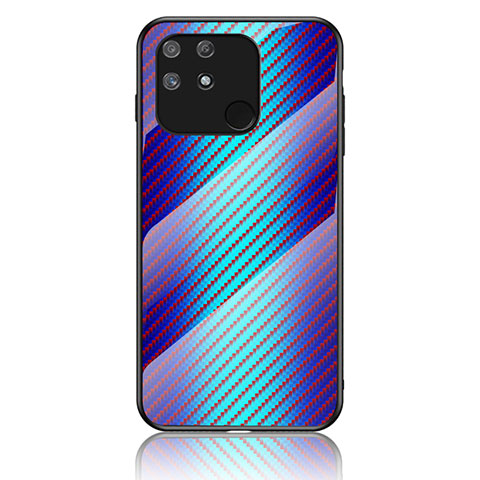 Realme Narzo 50A用ハイブリットバンパーケース プラスチック 鏡面 虹 グラデーション 勾配色 カバー LS2 Realme ネイビー