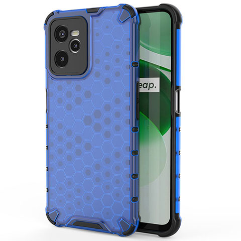 Realme Narzo 50A Prime用360度 フルカバー ハイブリットバンパーケース クリア透明 プラスチック カバー AM3 Realme ネイビー