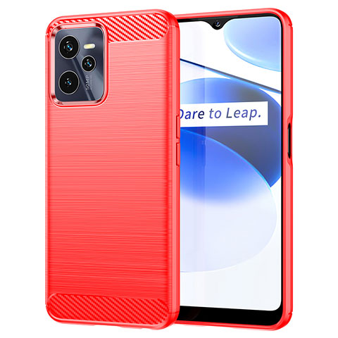 Realme Narzo 50A Prime用シリコンケース ソフトタッチラバー ライン カバー Realme レッド