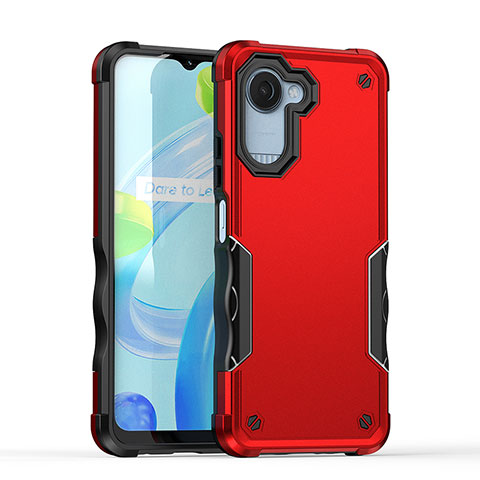 Realme Narzo 50i Prime用ハイブリットバンパーケース プラスチック 兼シリコーン カバー QW1 Realme レッド