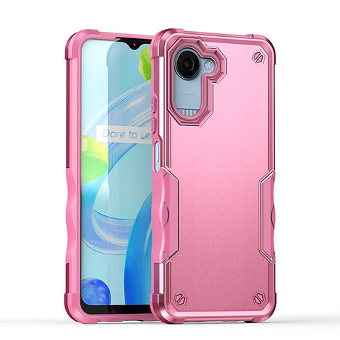 Realme Narzo 50i Prime用ハイブリットバンパーケース プラスチック 兼シリコーン カバー QW1 Realme ピンク