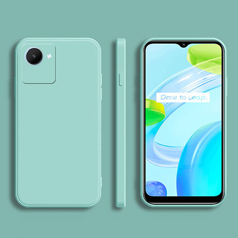 Realme Narzo 50i Prime用360度 フルカバー極薄ソフトケース シリコンケース 耐衝撃 全面保護 バンパー Realme シアン