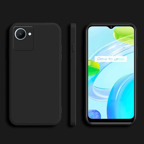 Realme Narzo 50i Prime用360度 フルカバー極薄ソフトケース シリコンケース 耐衝撃 全面保護 バンパー Realme ブラック