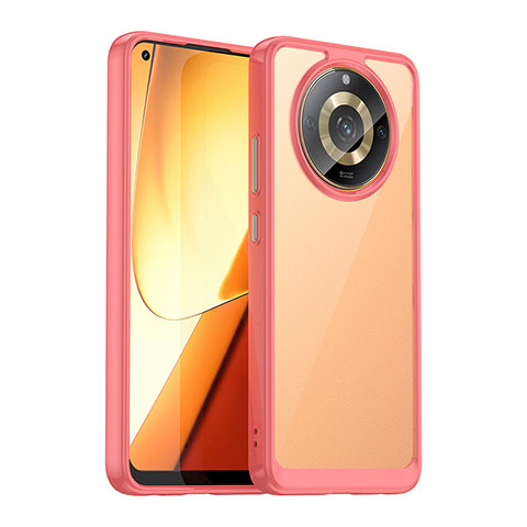 Realme Narzo 60 5G用ハイブリットバンパーケース クリア透明 プラスチック カバー J01S Realme レッド