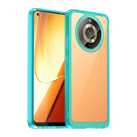 Realme Narzo 60 5G用ハイブリットバンパーケース クリア透明 プラスチック カバー J01S Realme シアン