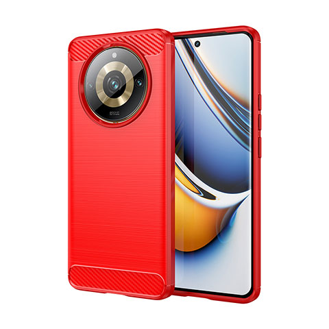 Realme Narzo 60 Pro 5G用シリコンケース ソフトタッチラバー ライン カバー Realme レッド