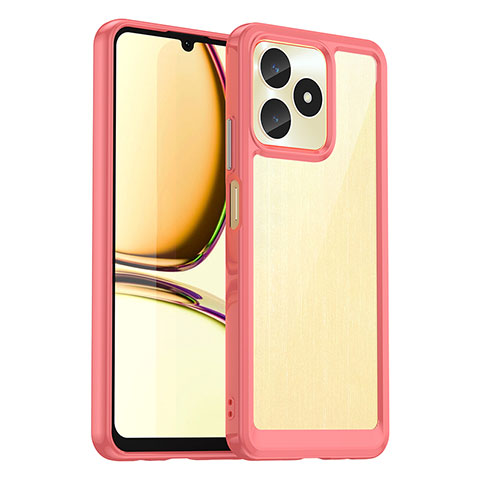 Realme Narzo N53用ハイブリットバンパーケース クリア透明 プラスチック カバー J01S Realme レッド