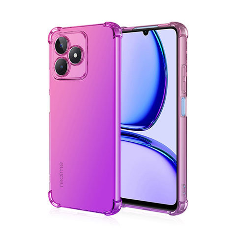 Realme Narzo N53用極薄ソフトケース グラデーション 勾配色 クリア透明 Realme ローズレッド