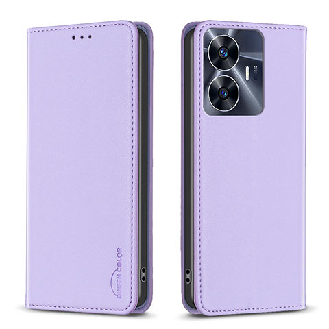 Realme Narzo N55用手帳型 レザーケース スタンド カバー B03F Realme ラベンダー