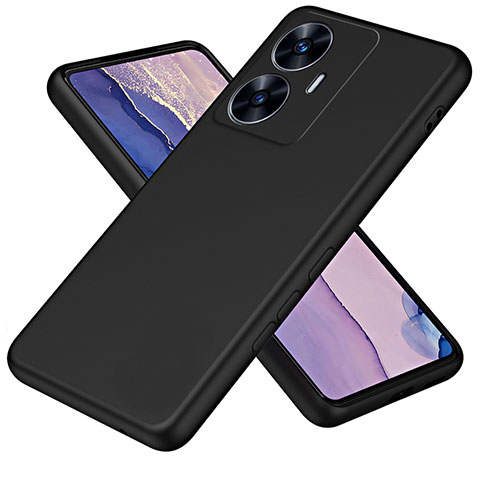 Realme Narzo N55用360度 フルカバー極薄ソフトケース シリコンケース 耐衝撃 全面保護 バンパー H01P Realme ブラック