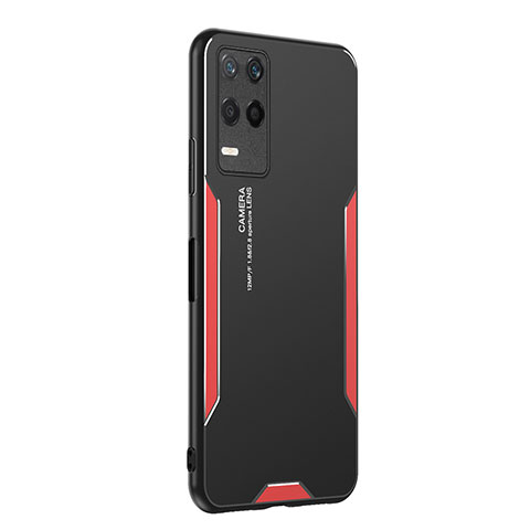 Realme Q3 5G用ケース 高級感 手触り良い アルミメタル 製の金属製 兼シリコン カバー PB2 Realme レッド