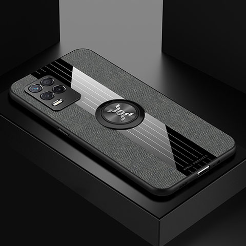 Realme Q3 5G用極薄ソフトケース シリコンケース 耐衝撃 全面保護 アンド指輪 マグネット式 バンパー X01L Realme グレー