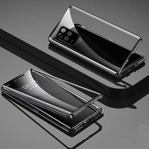 Realme Q3 5G用ケース 高級感 手触り良い アルミメタル 製の金属製 360度 フルカバーバンパー 鏡面 カバー Realme ブラック