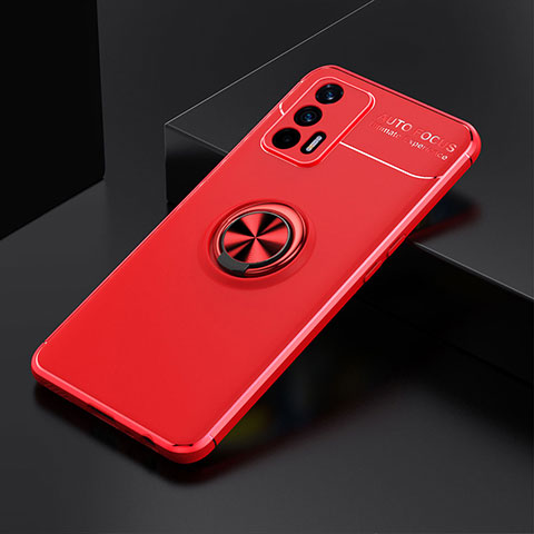 Realme Q3 Pro 5G用極薄ソフトケース シリコンケース 耐衝撃 全面保護 アンド指輪 マグネット式 バンパー SD1 Realme レッド