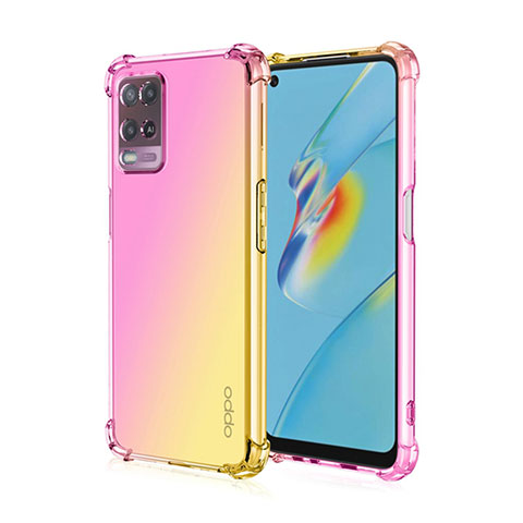 Realme Q3i 5G用極薄ソフトケース グラデーション 勾配色 クリア透明 Realme ピンク