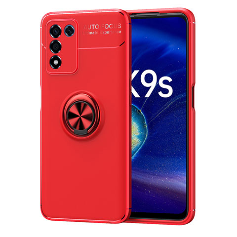 Realme Q3s 5G用極薄ソフトケース シリコンケース 耐衝撃 全面保護 アンド指輪 マグネット式 バンパー JM1 Realme レッド